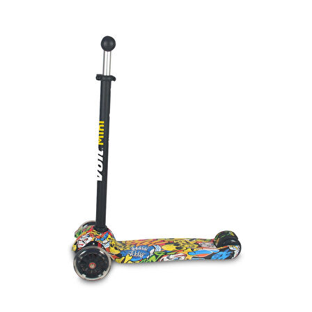 Voit 218 Graffiti Desenli IŞIKLI 3 TEKER SCOOTER Ayarlanabilir Gidonlu