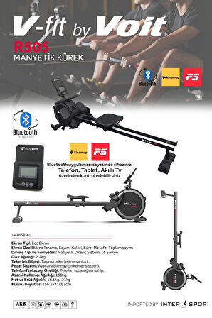 Voit Vfit By R505 Manyetik Kondisyon Küreği Bluetooth'lu Dik Katlanabilir 16 Kademeli Direnç Sistemi