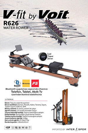 Voit R626 13 Litre Water Rower Su Küreği - Gerçek Su Dirençli Kondisyon Küreği - LCD Ekranlı - 2 Yıl Garantili