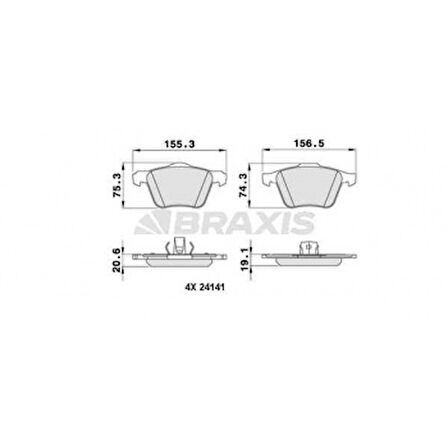 Volvo On Fren Balatası Volvo Xc90 2,5t 02=> D5 02=> T6 02=>d5 V8 05=> D5 09=> 3,2 06=> - Braxıs Aa0220