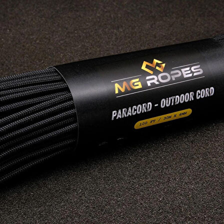 Polyester Paracord İp 4 mm Siyah 30 Metre