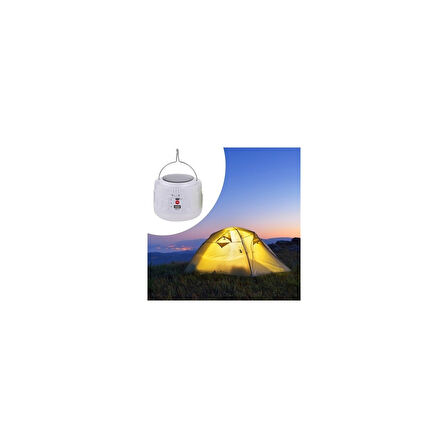 Güneş Enerjili 4 Modlu Askılı Powerbank Özellikli ve USB Şarjlı Solar Kamp ve Çadır Aydınlatma Lambası