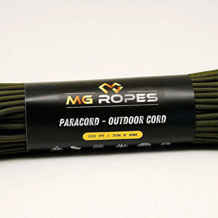 Polyester Paracord İp 4 mm Haki 30 Metre