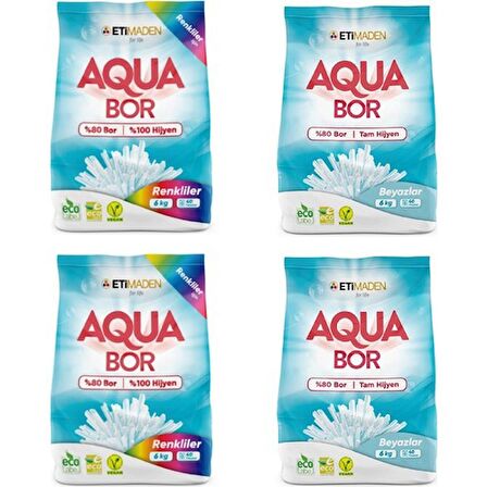 Eti Maden Aqua Bor Deterjan (Boron) Karışık Beyaz ve Renkliler 6 kg x 4 Adet