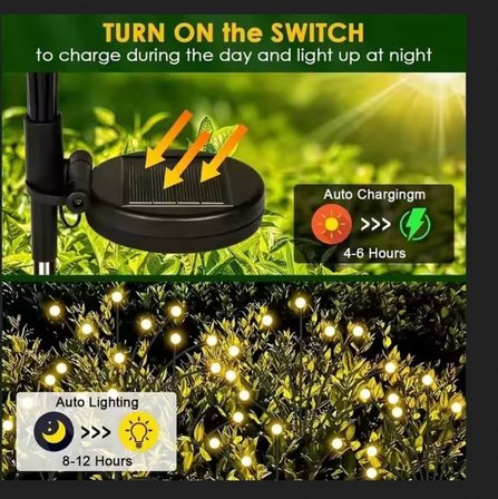 MİGHTY LED IŞIK 8 TOP SARI IŞIK ATEŞ BÖCEĞİ BAHÇE AYDINLATMA SOLAR BAHÇE SÜSÜ