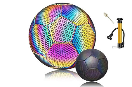 PROFESYONEL FOSFORLU IŞIK YANSITICILI 1. KALİTE 5 NUMARA FUTBOL TOPU POMPA DAHİL