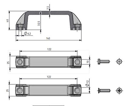 Makina ve Kapak Kulpu Kısa Model 2 Adet