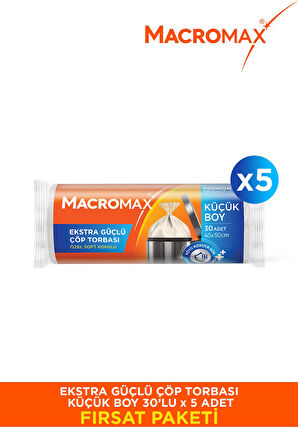 Ekstra Güçlü Çöp Torbası Küçük Boy - 30 Lu Paket X5
