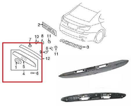 Hyundaı Arka Bagaj Plaka Ust Bakalıt Accent Era 06> - Vortex V1504371