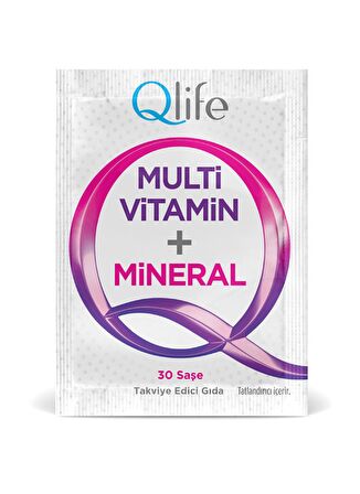 Qlife Multivitamin + Mineral Ahududu Aromalı 30 Saşe