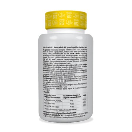 Qlife Vitamin B12 + Biotin & Folik Asit 60 Kapsül
