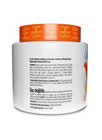 Qlife Vitamin C Sambucus Gummies 60 Çiğnenebilir Tablet