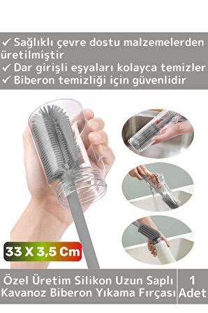 Özel Üretim Yüksek Kaliteli Çevre Dostu Uzun Saplı Kavanoz Bardak Biberon Temizleme Fırçası 33 Cm