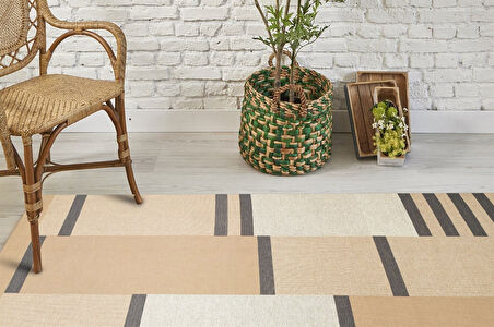 Eko Brooklyn Hasır Görünümlü Kaymaz Renkli Dokuma Modern Kilim BRK14