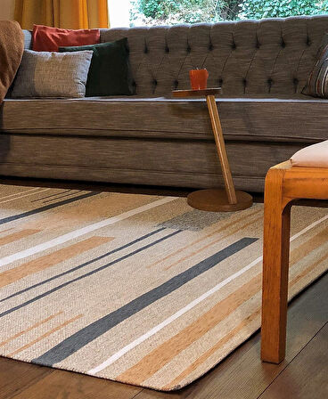 Eko Brooklyn Hasır Görünümlü Kaymaz Renkli Dokuma Modern Kilim BRK06