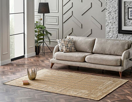 Eko Brooklyn Hasır Görünümlü Kaymaz Renkli Dokuma Modern Kilim BRK04