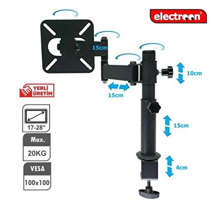 electroon M100 24" Hareketli TV-Monitör Masa Askı Aparatı