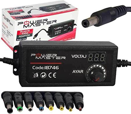 Powermaster 3V-12V 5Amper Çok Uçlu Ayarlı Adaptör