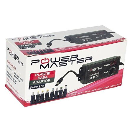 Powermaster 3V-12V 5Amper Çok Uçlu Ayarlı Adaptör