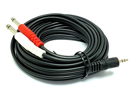 electroon 3.5mm Stereo 2x6.3mm Mono Jaklı Kablo 5mt