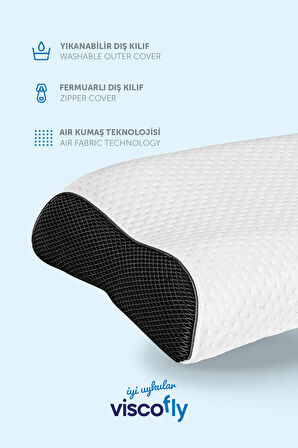 Visco Boyun Destekli Çift Yönlü Yastık - 54 cm * 40 cm * 12 cm * 10 cm
