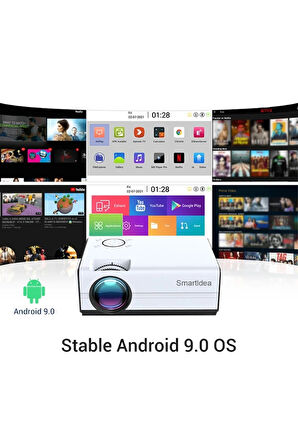 T01-A Akıllı Projektör Mini Profesyonel 4D Keystone Android Wifi 1080P 4K LED Projektör Ev Sineması