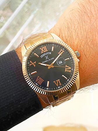 Daniel Klein Rosegold Çelik Gün ve Tarih Takvimli Erkek Kol Saat