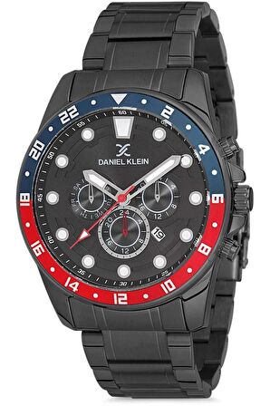 Daniel Klein Siyah Çelik Spor Şık Takvimli Erkek Kol Saati
