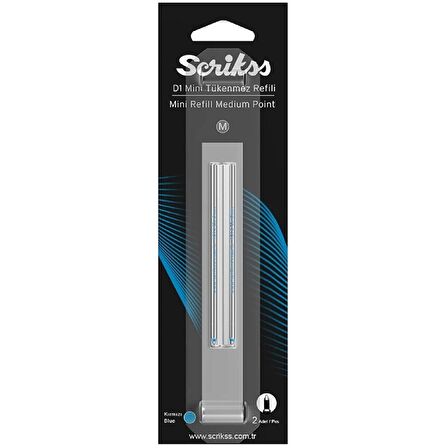 Scrikss D1 Mini Tükenmez Kalem Yedeği 2 li Blister Mavi