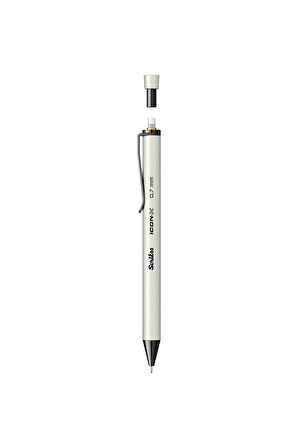 Scrikss Icon-X 0.7 mm Mekanik Kurşun Kalem Metal Gövde, Ergonomik Tutuş, Tepeden Basmalı Mekanizma (Beyaz)