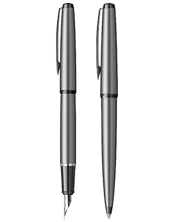 Scrikss Metropolis Dolma Kalem ve Tükenmez Kalem Takımı M Uç Mat Gri 78MG