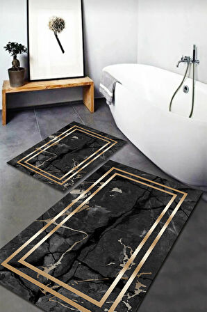 Banyo Paspas Takımı 2'li Set Kaymaz Tabanlı Yıkanabilir BB-114