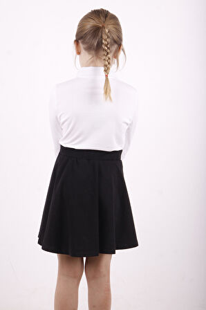 Toontoy Kız Çocuk Cep Üstü Baykuş Nakışlı Fermuarlı Tişört