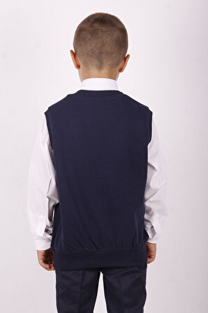 Toontoy Erkek Çocuk Düğmeli Okul Süveter