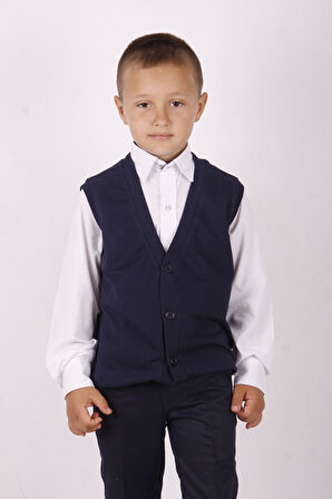 Toontoy Erkek Çocuk Düğmeli Okul Süveter