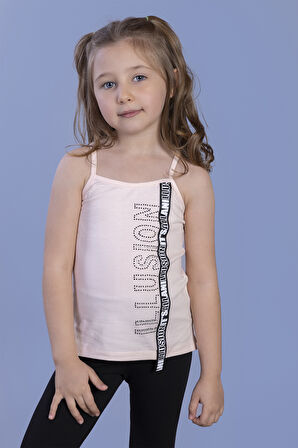 Toontoy Kız Çocuk Illusion Baskılı Şerit Aksesuarlı Atlet