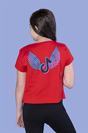 Toontoy Kız Çocuk Ön Arka TikTok Baskılı Tişört
