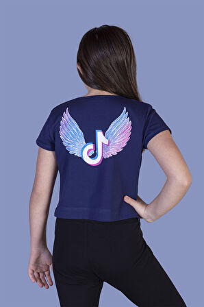 Toontoy Kız Çocuk Ön Arka TikTok Baskılı Tişört