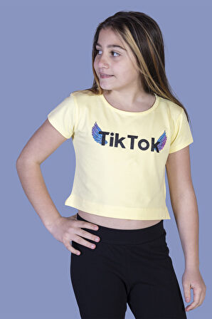 Toontoy Kız Çocuk Ön Arka TikTok Baskılı Tişört