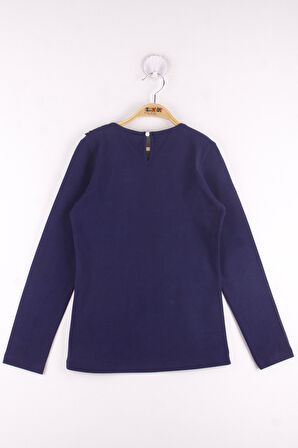 Toontoy Kız Çocuk Yakası Güpürlü Tişört