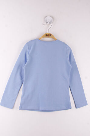 Toontoy Kız Çocuk Yaka Çiçek Dantelli Okul Tişört