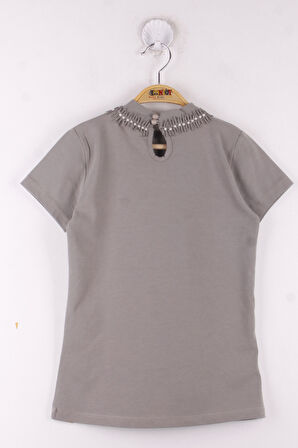 Toontoy Kız Çocuk Yaka Dantelli Okul Tişört