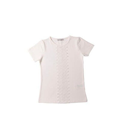 Toontoy Kız Çocuk Önü Dantelli Okul Tişört