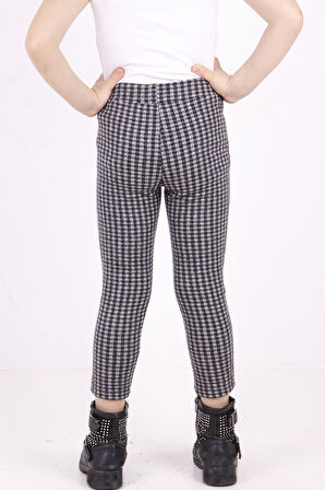 Toontoy Kız Çocuk Kare Desenli Beli Lastikli Eşofman Alt