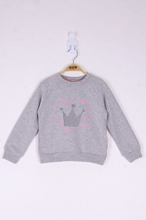 Toontoy Kız Çocuk Taç Baskılı Sweatshirt 