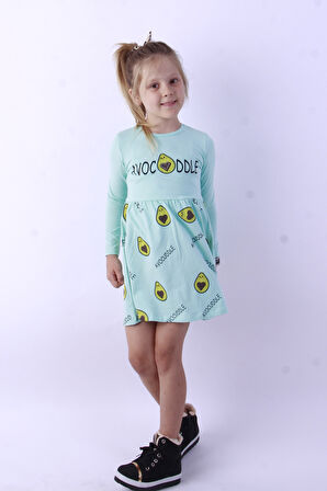 Toontoy Kız Çocuk Avocuddle Baskılı Elbise