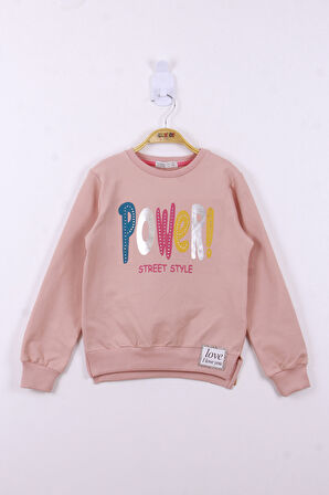 Toontoy Kız Çocuk Power Renkli Baskılı Sweatshirt