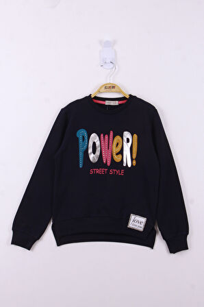 Toontoy Kız Çocuk Power Renkli Baskılı Sweatshirt