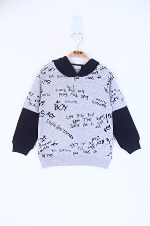 Toontoy Erkek Çocuk Yazı Baskılı Sweatshirt