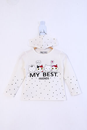 Toontoy Kız Çocuk My Best Friends Baskılı Tişört